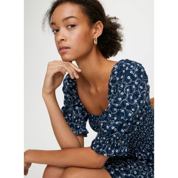 ARITZIA WILFRED Angie Dress Prairie Floral Blue XS - Picture 6 of 14